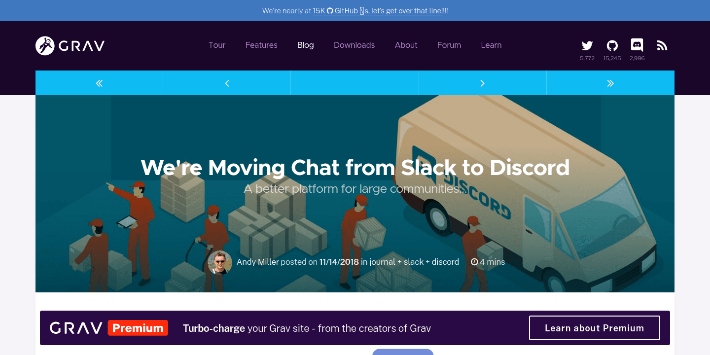 We're Moving Chat from Slack to Discord Grav CMS