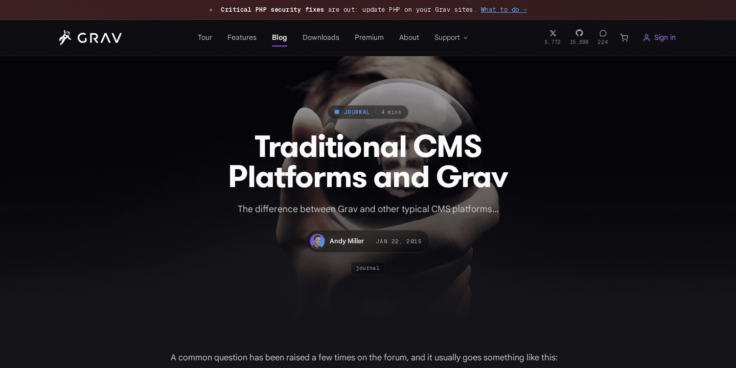 Traditional CMS Platforms and Grav | Grav CMS