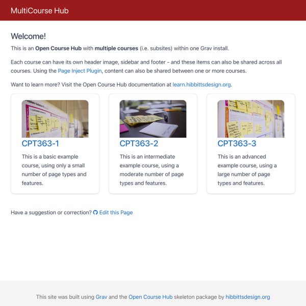 Open MultiCourse Hub Site