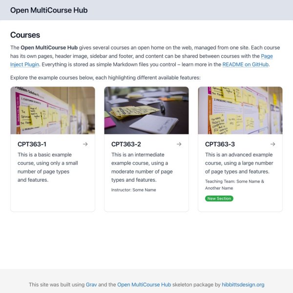 Open MultiCourse Hub 2 Site