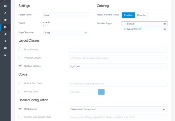 The Layout / Colors / Header Configuration overrides in Advanced tab