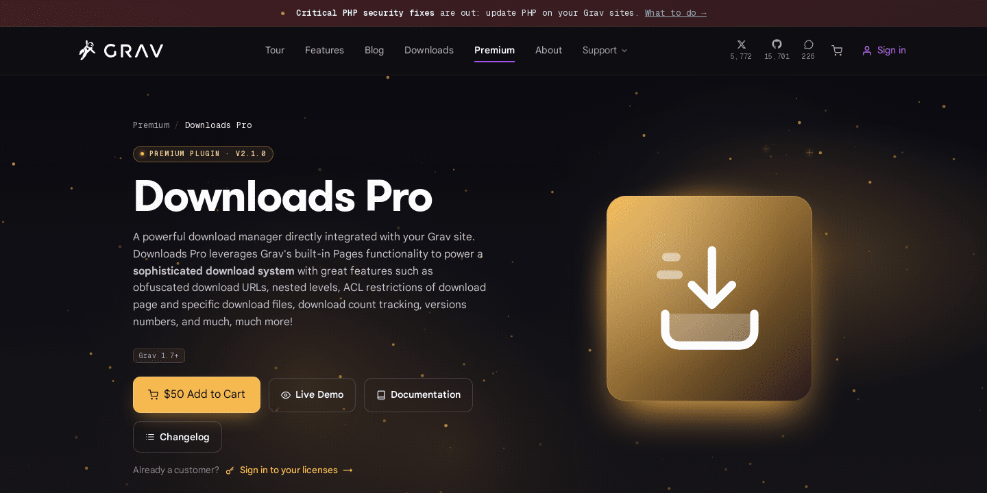 Downloads Pro | Grav CMS