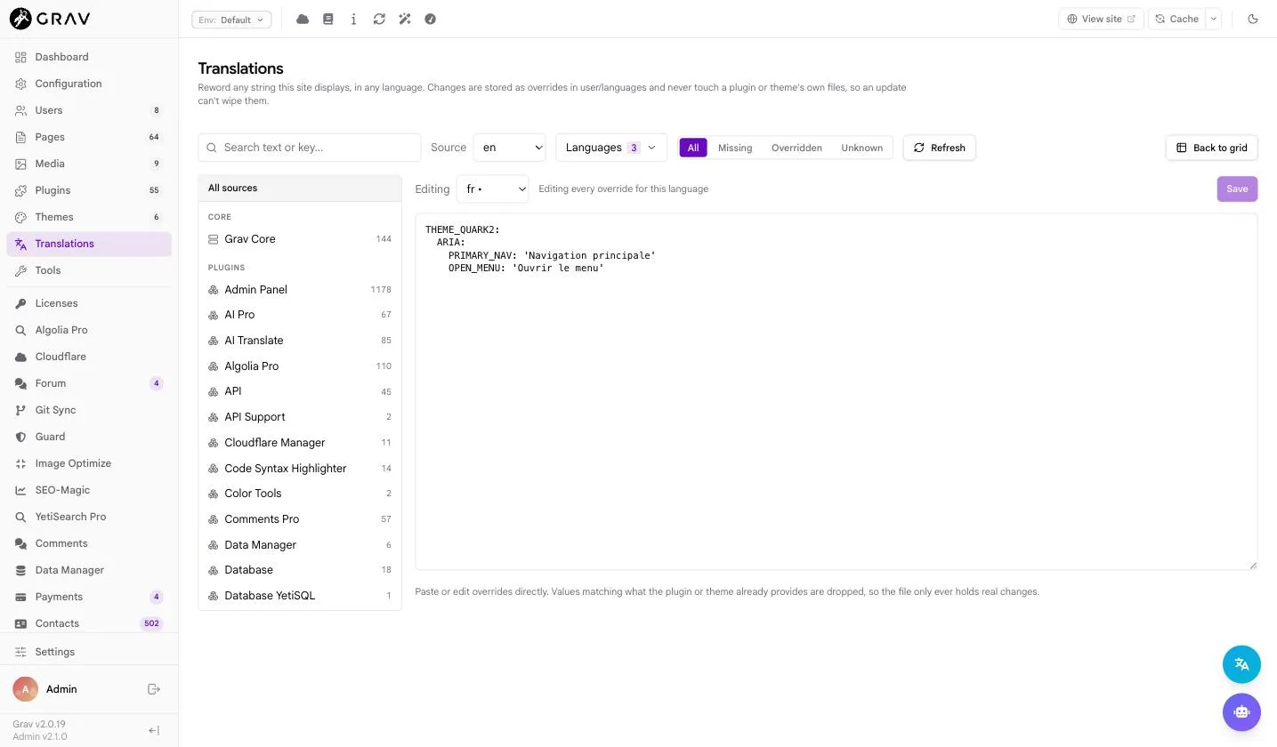 The YAML view for editing many strings at once