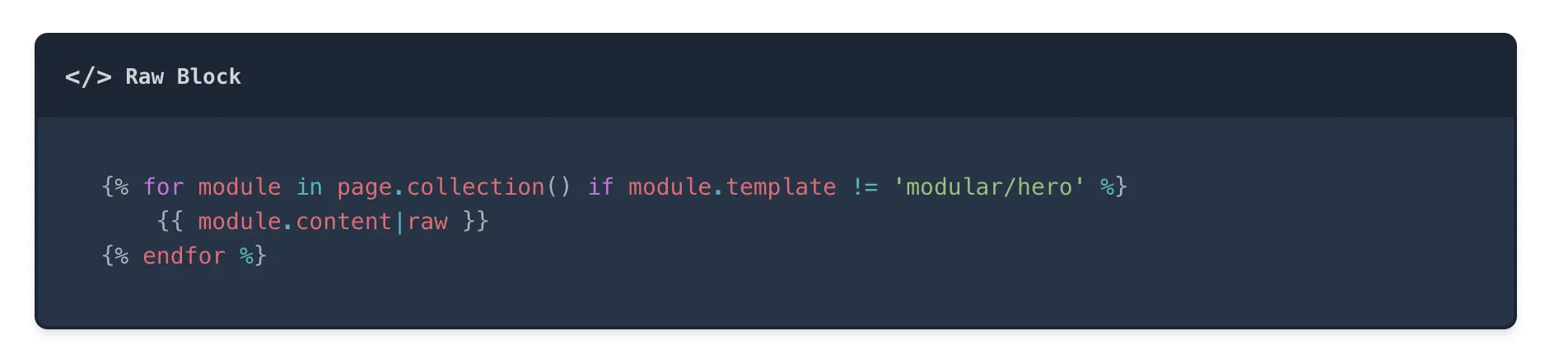 Raw Code Blocks