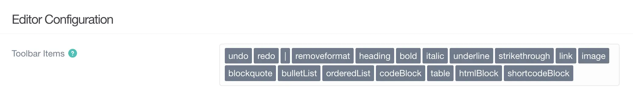 Toolbar Configuration
