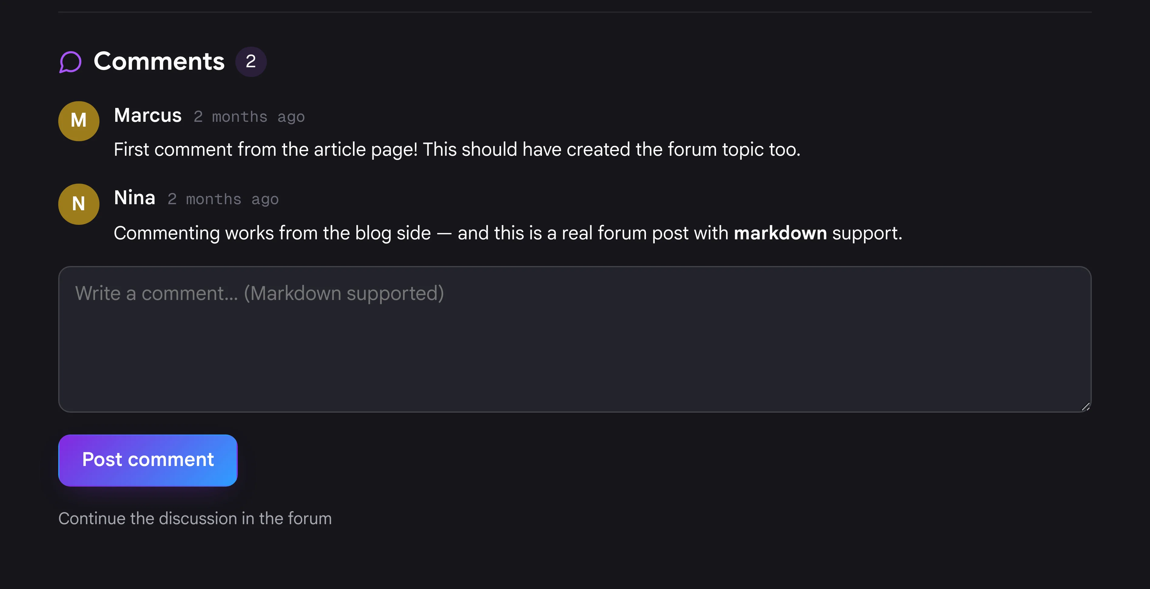 Comments for your whole site