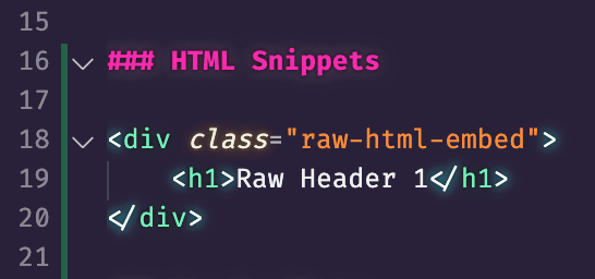 HTML Snippets Saved