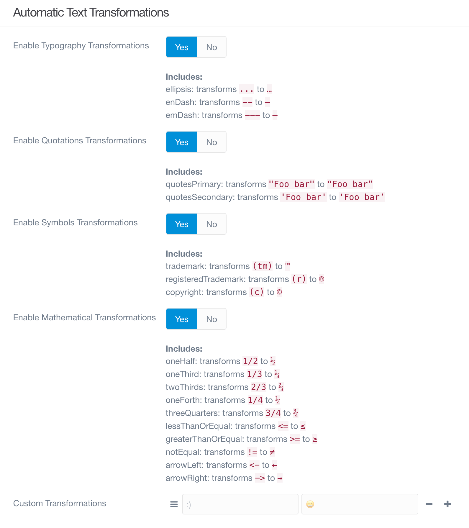 Automatic Text Transformations